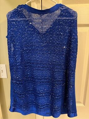 Reba Royal Blue Sequin Knit Sleeveless Top